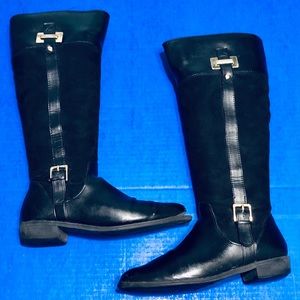 Karen Scott Black Knee High Buckle Riding Boots